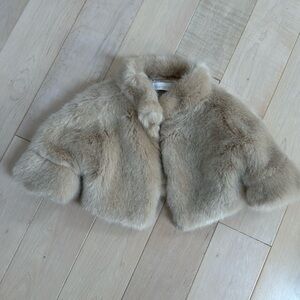 Barcarola made in Spain girls faux tan/cream formal fur coat 4
